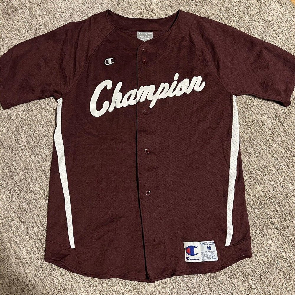 Champion Prospect Full Button Baseball Jersey Maroon/White BS20-31 Medium